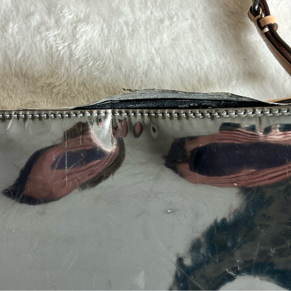 Coach Poppy Mirror Metallic Silver Crossbody Bag Leather Adjustable Strap - Picture 6 of 11